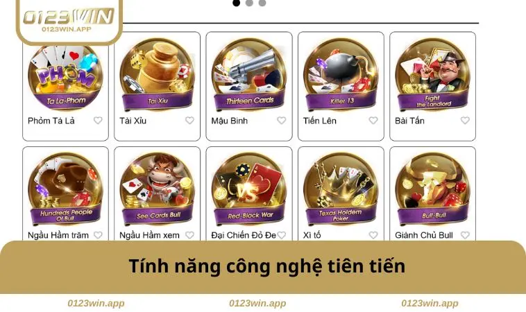 Game Bài 0123WIN 2 Tính năng công nghệ tiên tiến