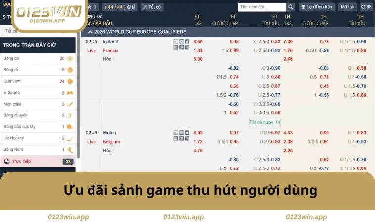 Thể Thao 0123WIN 3 Ưu đãi sảnh game thu hút người dùng